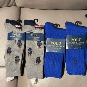 Polo Ralph Lauren Gray Bear and Blue Socks Set